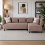 Umber RHS Sectional Sofa in Dark Brown Textured Fabric