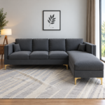 Basalt LHS Sectional Sofa in Carbon Grey Velvet