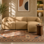 Marina LHS Sectional Sofa in Tan Boucle